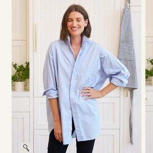 Frank & Eileen cotton shirt. OS. Great quality. White and tangerine stripes.